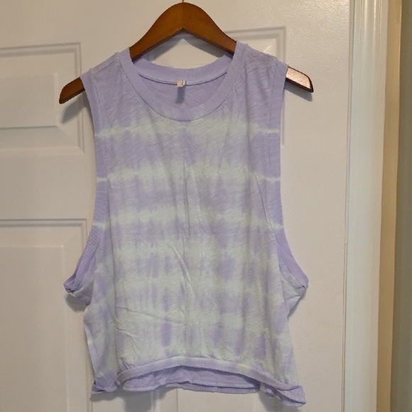 FP Movement by Free People Tops - FP Movement by Free People Lavender and Green Cropped Muscle Tee